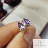 Natural Amethyst Stud Earing, Boho Stud, 925Sterling Silver Earring, February Birthstone Jewelry, Amethyst Gemstone Earring, bridesmaid gift